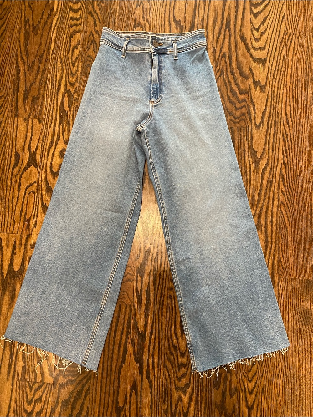 Zara Light Wash High-Rise Wide-Leg Jeans with Raw Hem